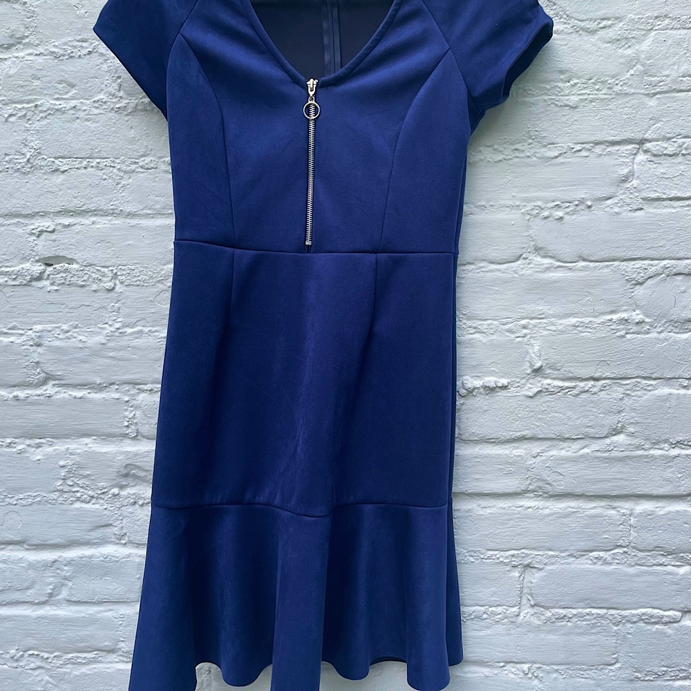 Suede aqua scoop neck dress in size small